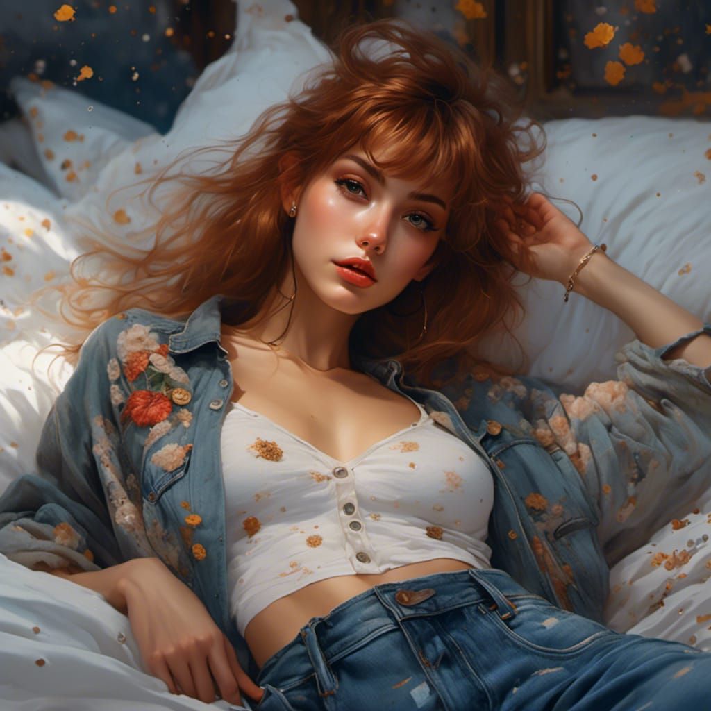 Hazel-Haired Girl Portrait in Fairytale Splash Art Style