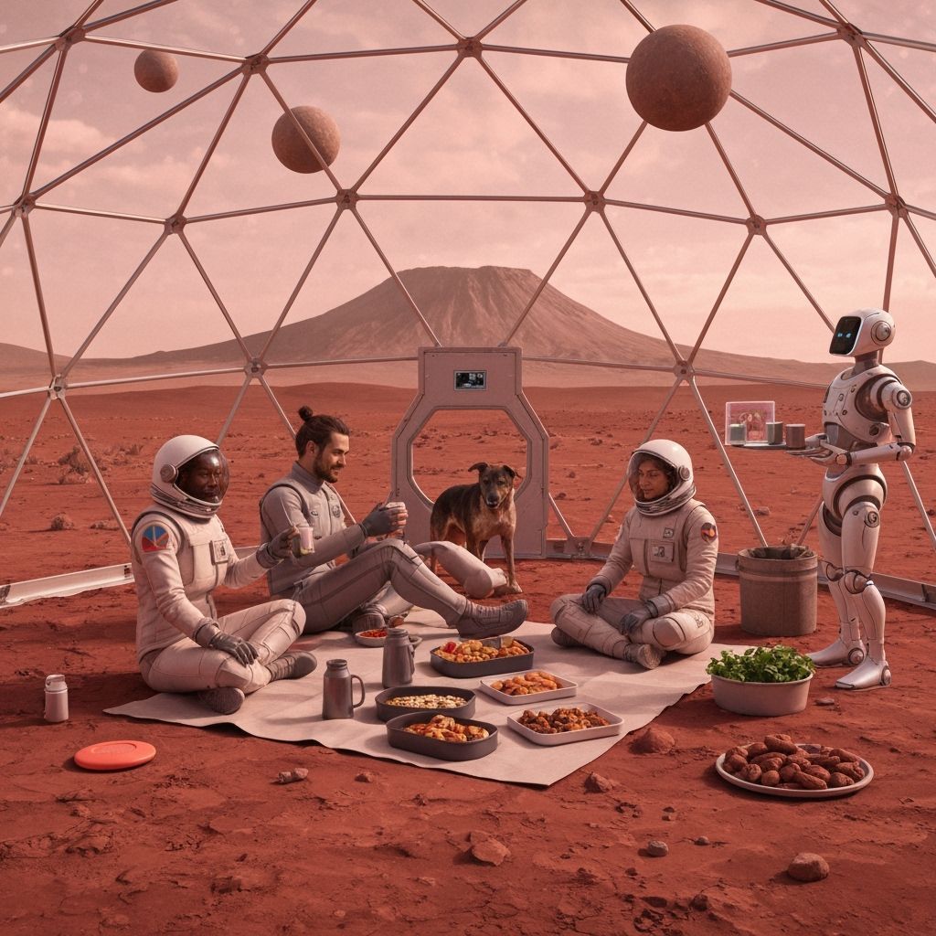 Futuristic Mars Picnic Inside Geodesic Dome