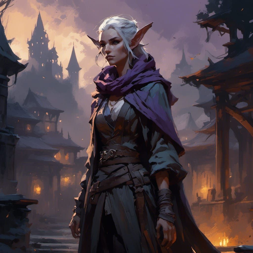 Eerie Elf Rogue in Dark Fantasy Illustration
