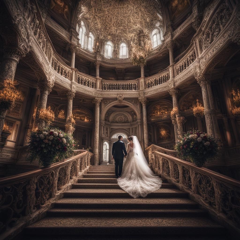 Hyperrealistic Newlyweds in Cinematic Photo
