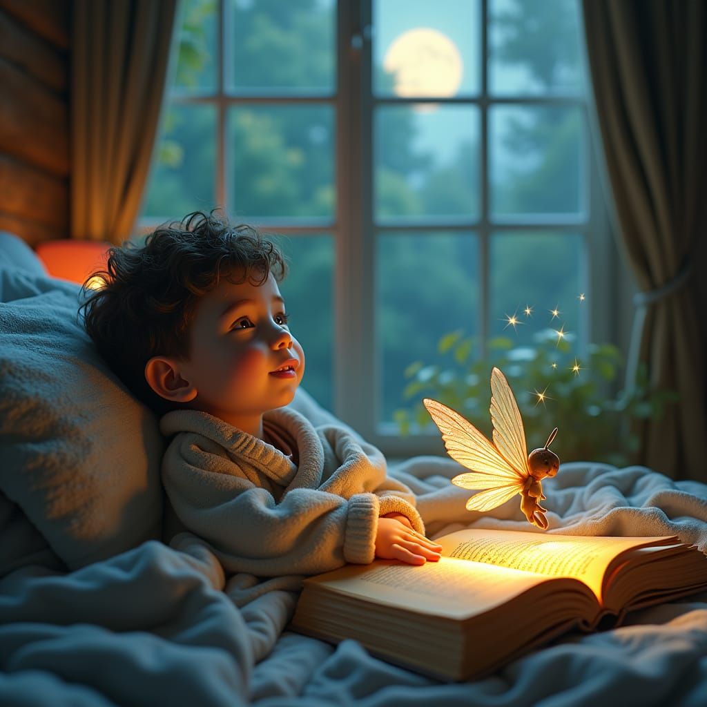 Pixie Fairy Storytime in Moonlit Bedroom