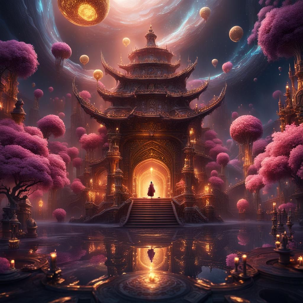 Fantastical Glitter Whirlwind: Detailed Matte Painting