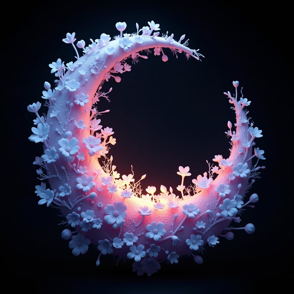 Celestial Fusion: Ethereal Shape Radiates Light