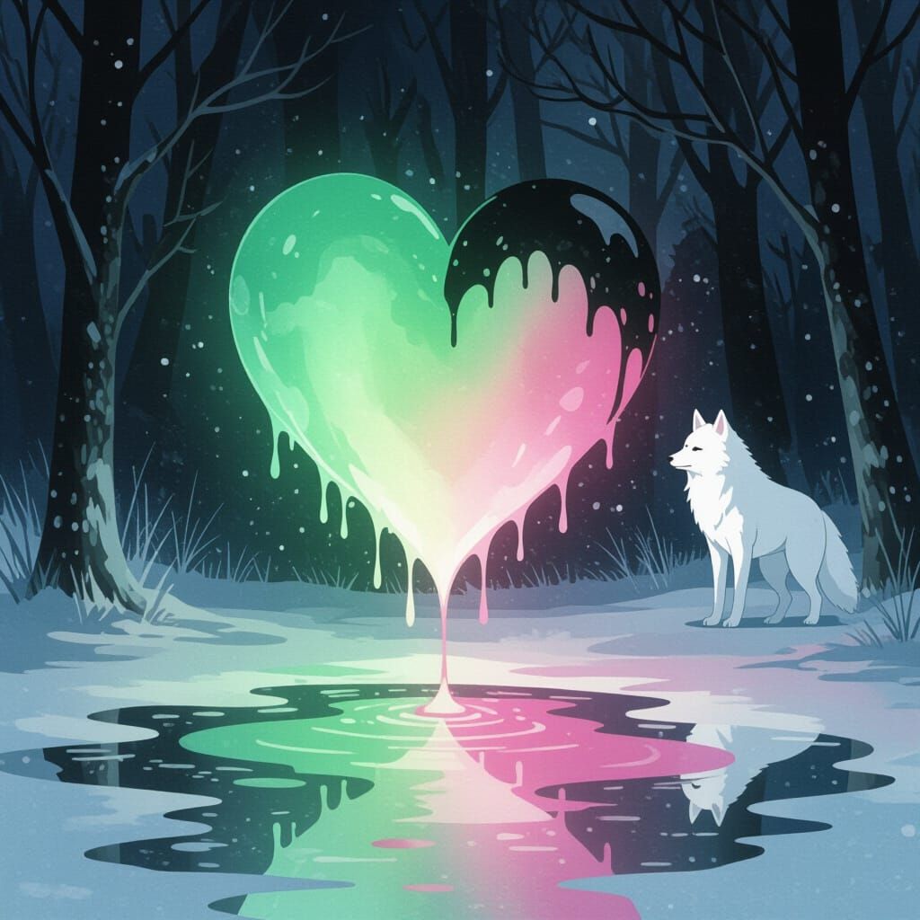 Sad Wolfie’s heart colours melting away