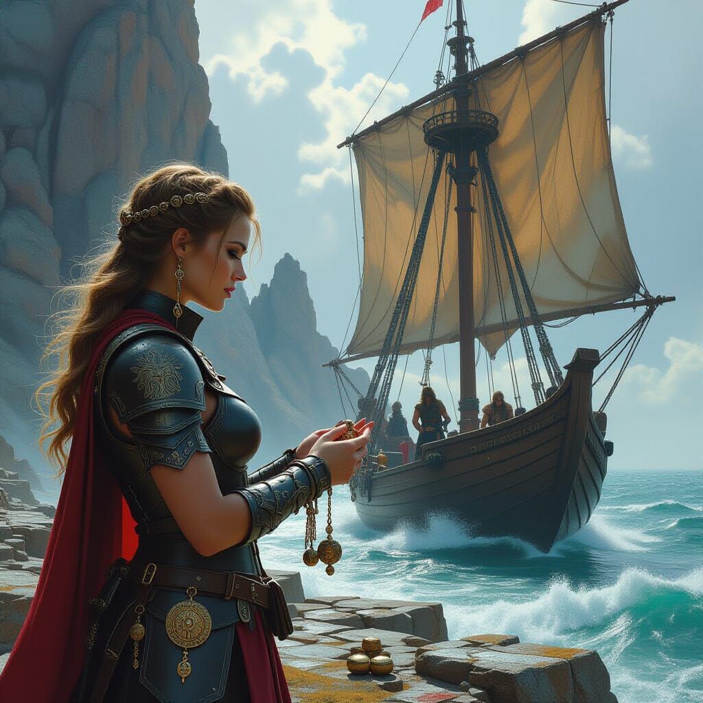 Astrid and the Giant: A Dark Fantasy Scene