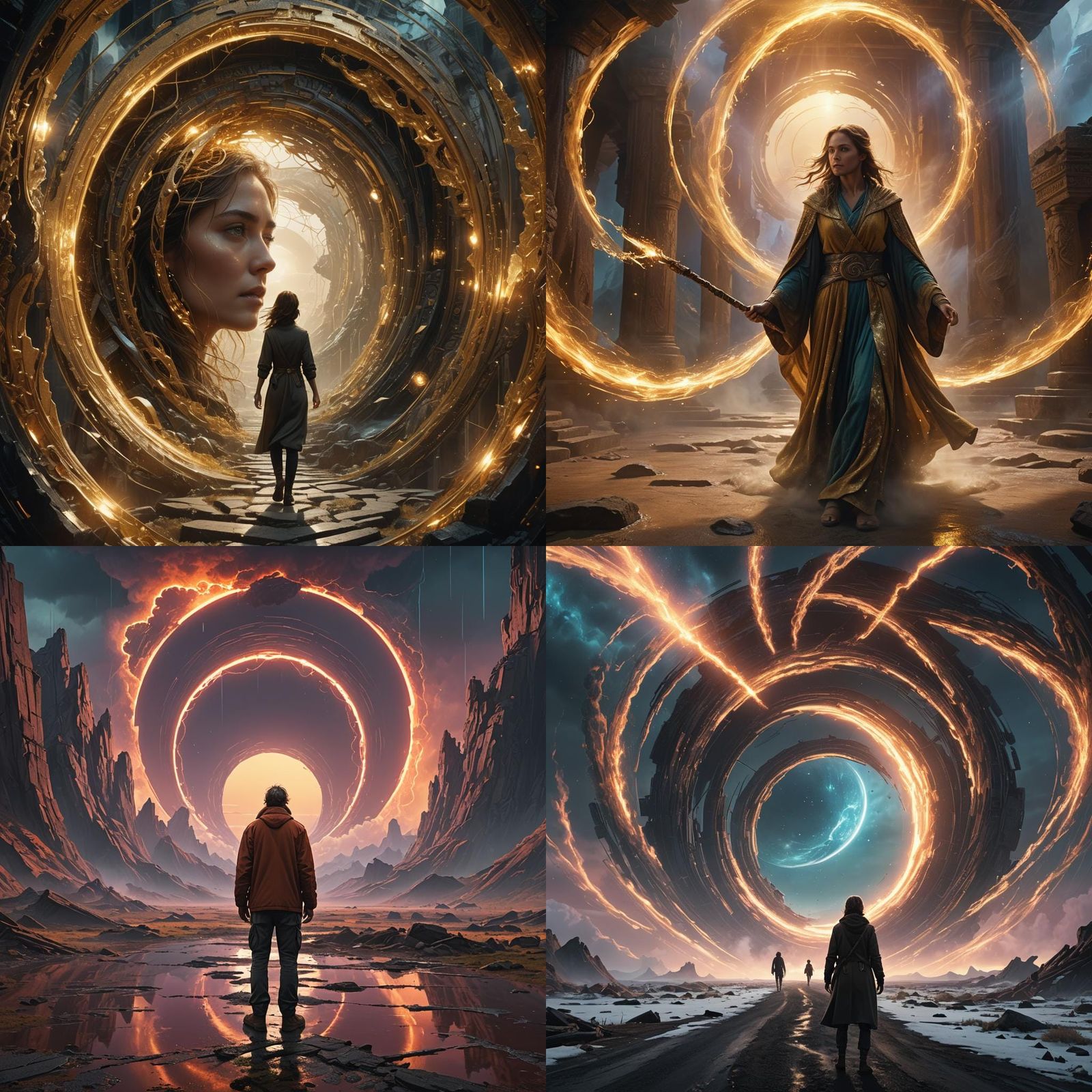 Woman's Portal Transformation: Cinematic Digital Painting