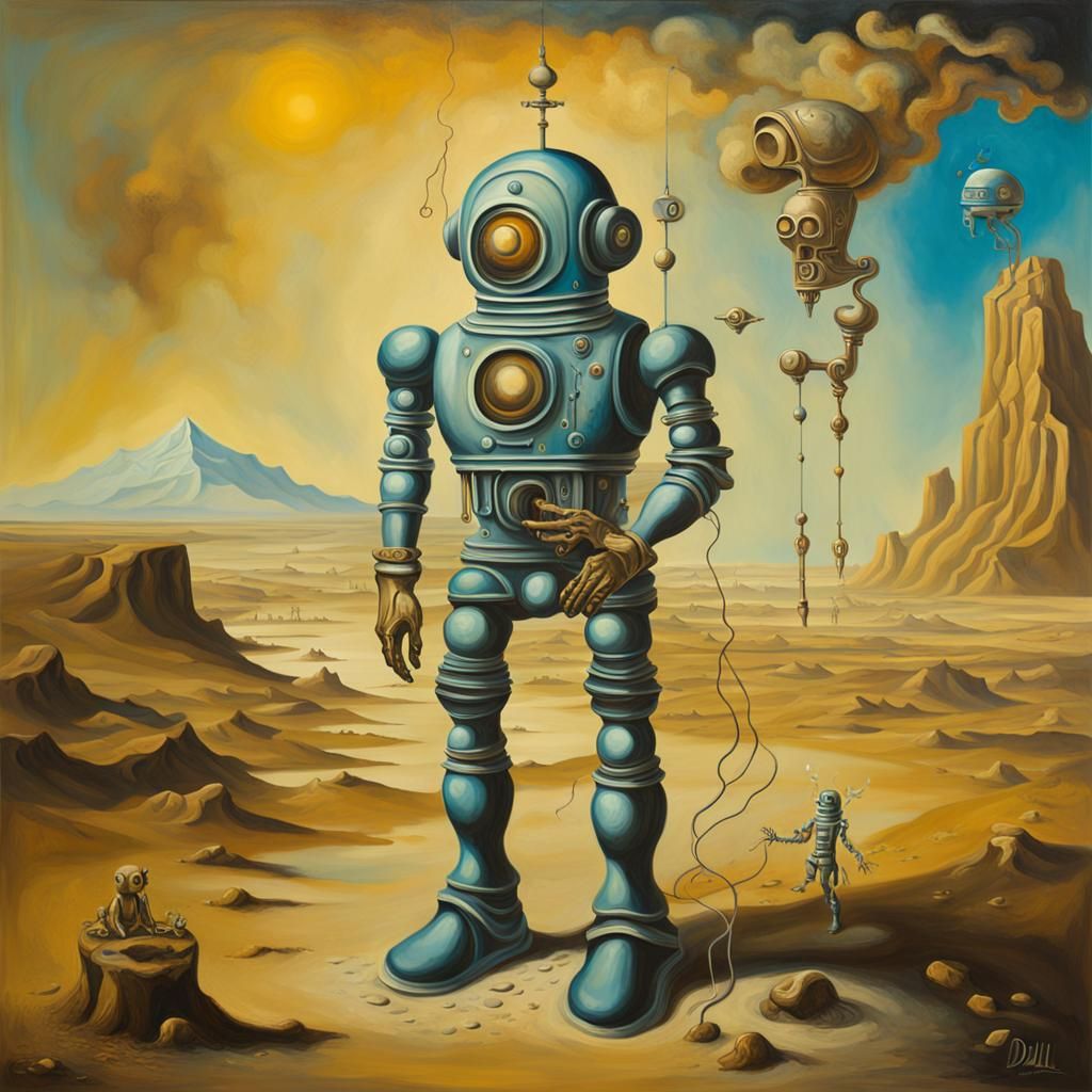 Surreal Ancient Astronaut and Robot in Dali Style