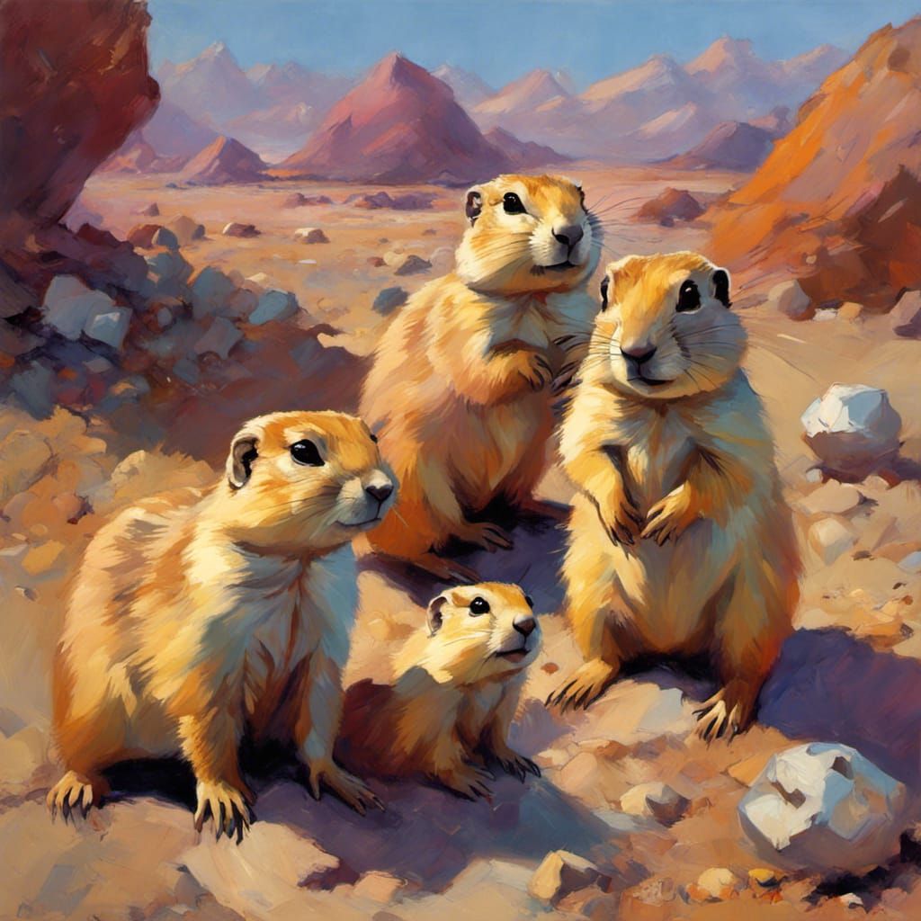 Prairie Dogs Run Asteroid Mining Colony: Impressionistic Sty...