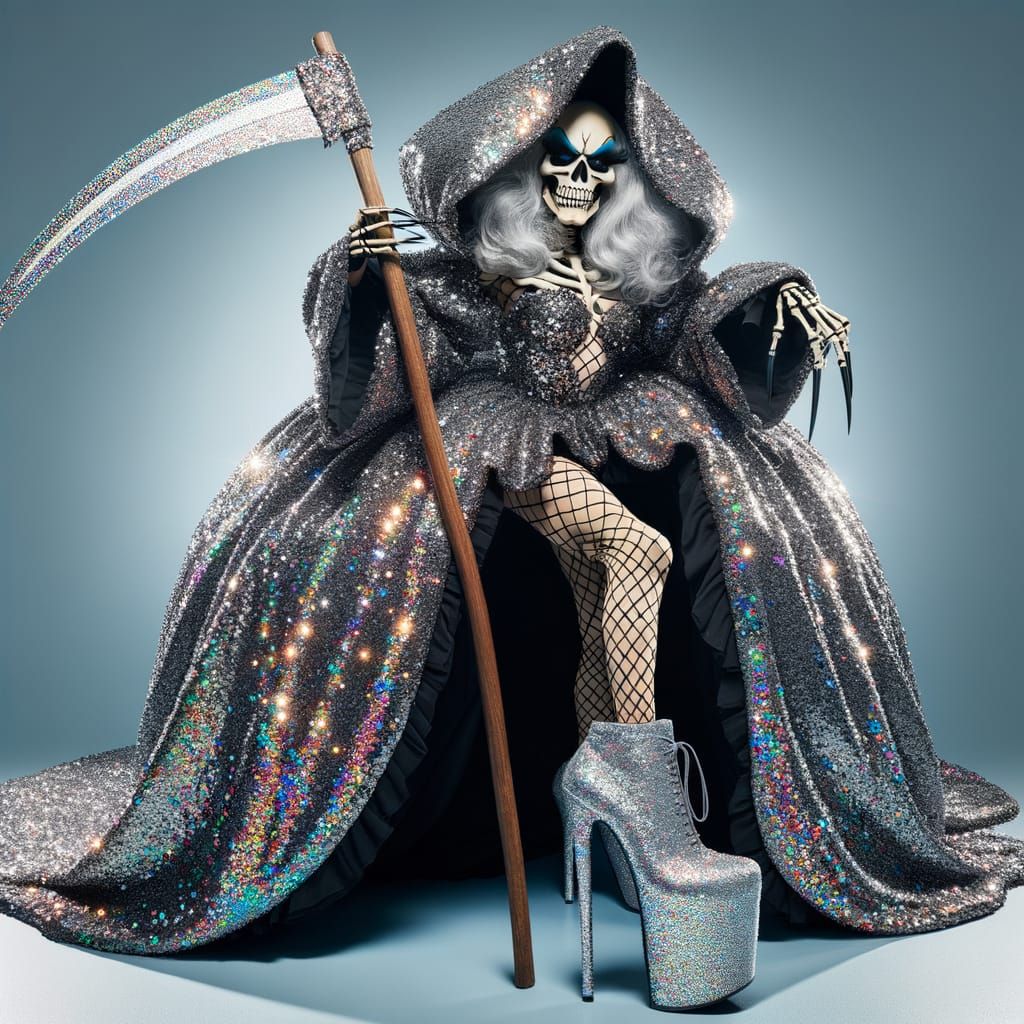 Sparkly Drag Reaper: Comical Digital Art
