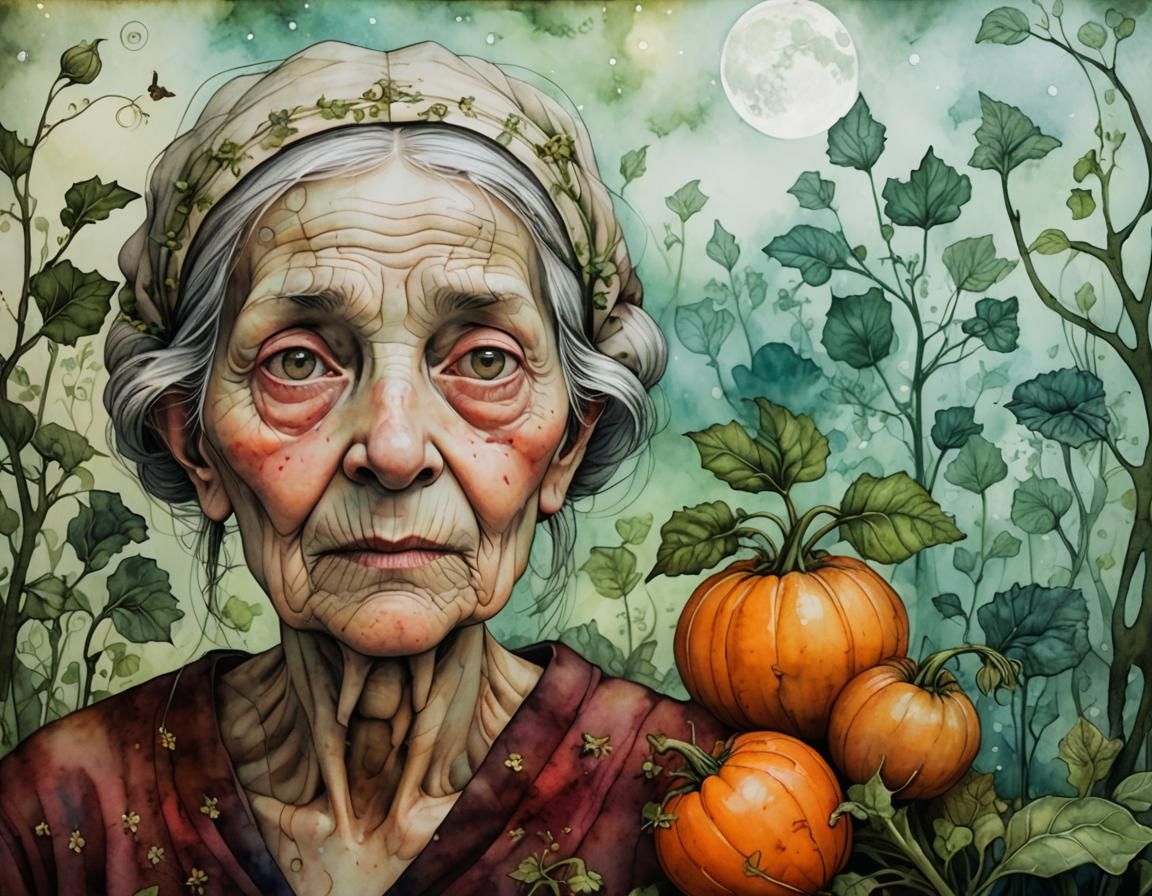 Surreal Garden: Old Woman's Night Search