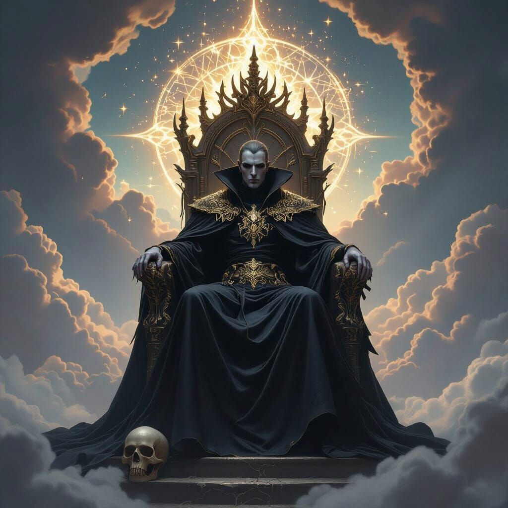Vampire King on Skull Throne in Ethereal Light