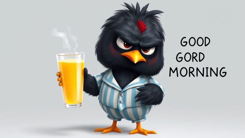 Grumpy Chick in Pajamas: 3D Cartoon Rendering