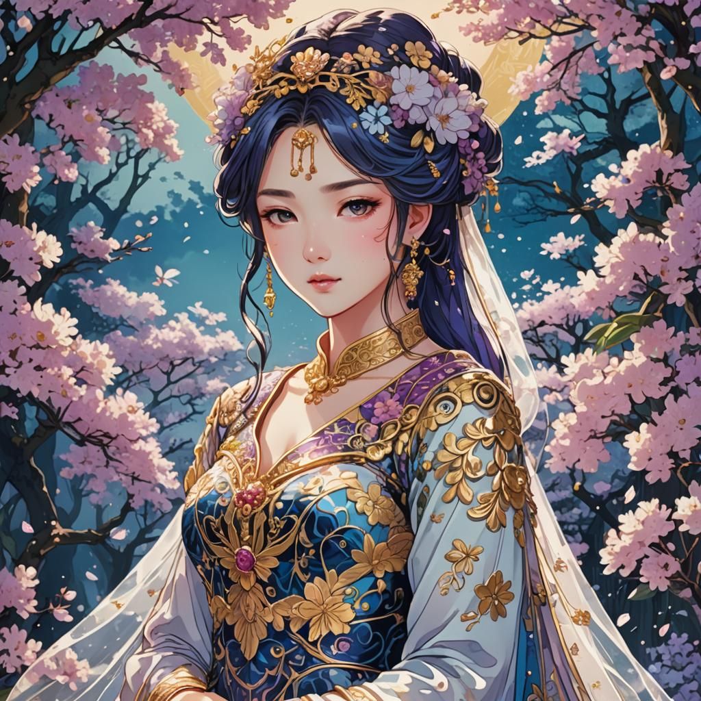 Bridal Goddess Luriline in Manga Style Floral Paradise