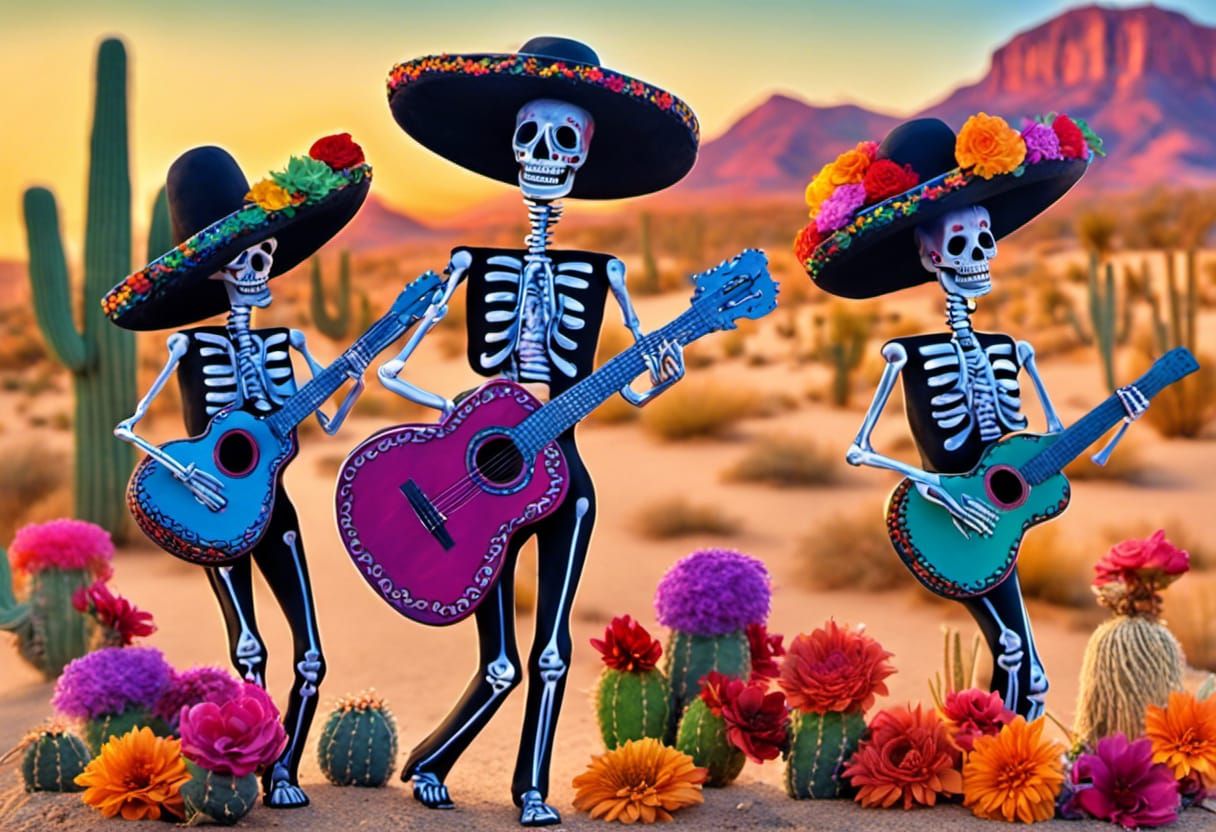 Day of the Dead Skeletons Parade in HDR