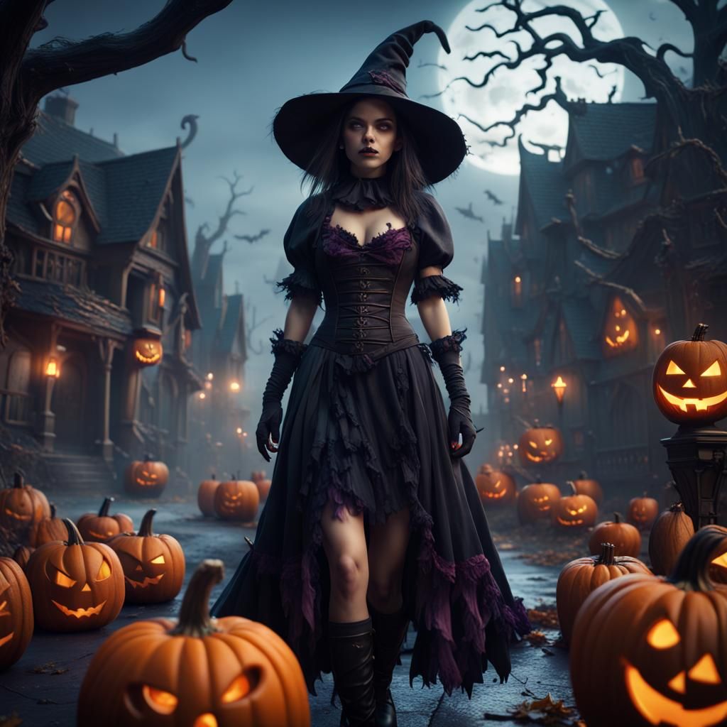 Halloween Girl in Detailed Fantasy Concept Art