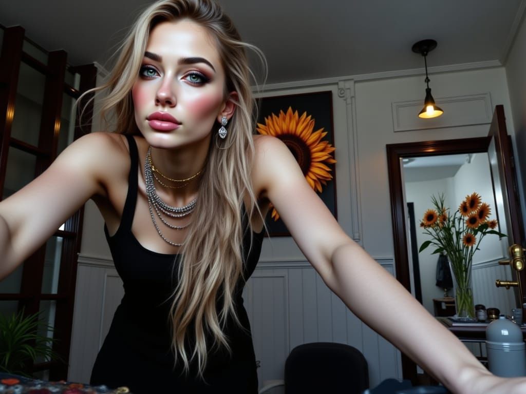 Sunflower Girl: Hyperdetailed Portrait in Digital Art Style