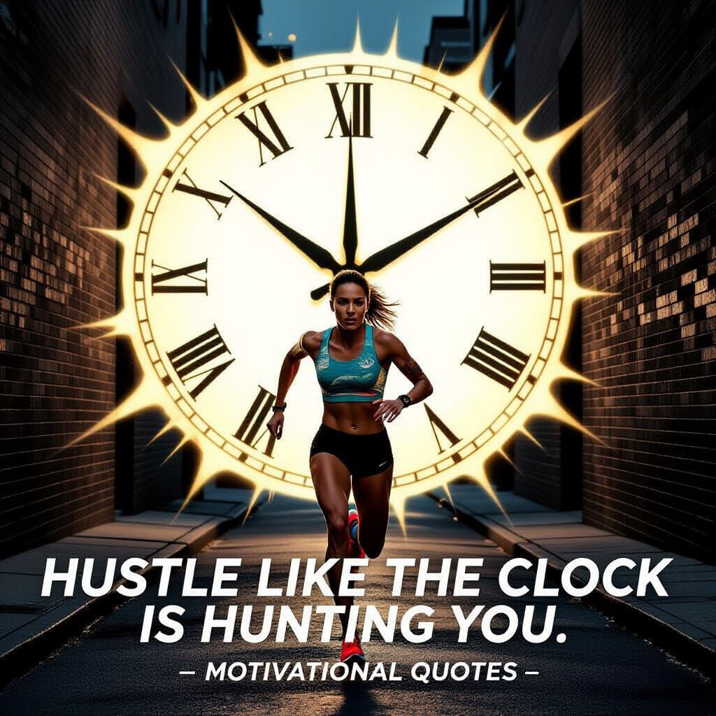 Runner Pursued by Clock in Cinematic Digital Art