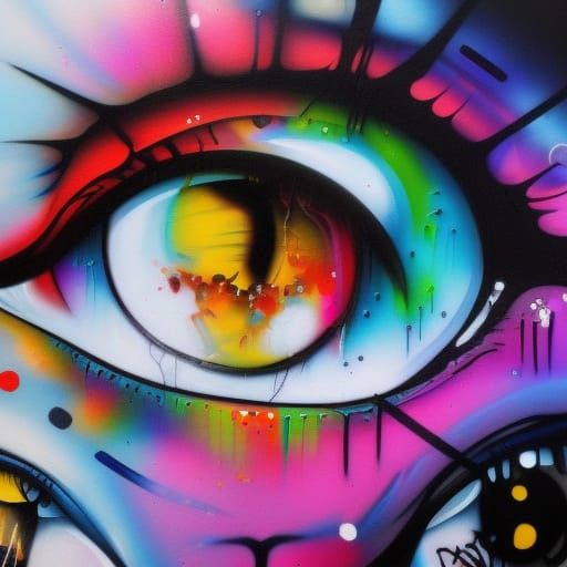 Colorful Graffiti Eye in Splash Art Style