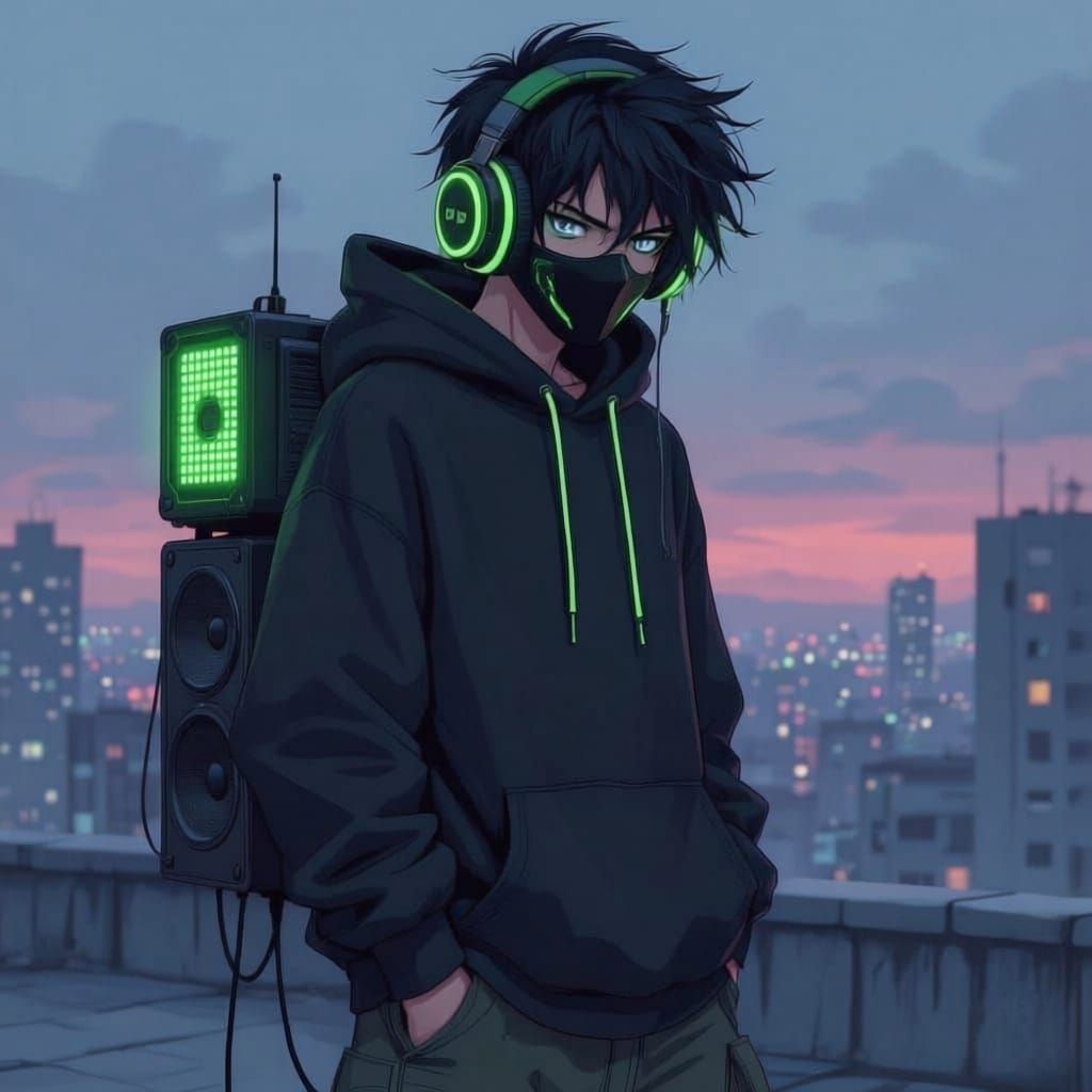 Gatchiakuta Style RPG Character in Cyberpunk Streetwear