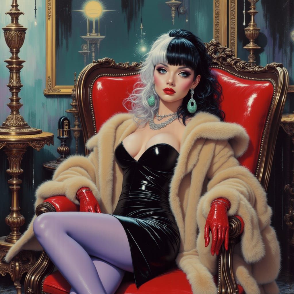 Cruella Deville in Retro Sci-Fi Mansion