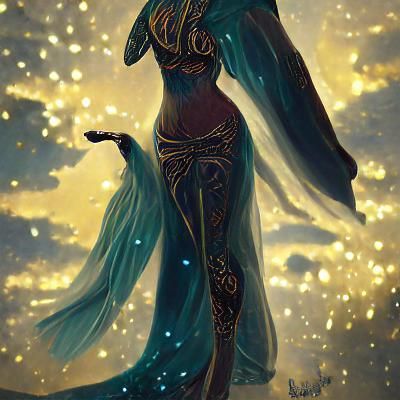 Egyptian Goddess Nuit in Art Nouveau Style