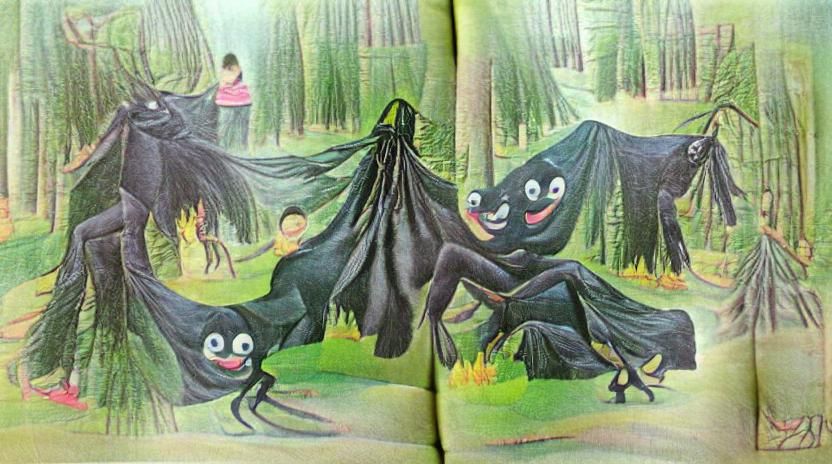 Menacing Forest Spirit in Black Silk