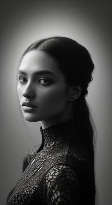 Young Woman Enveloped in Ethereal Ambience