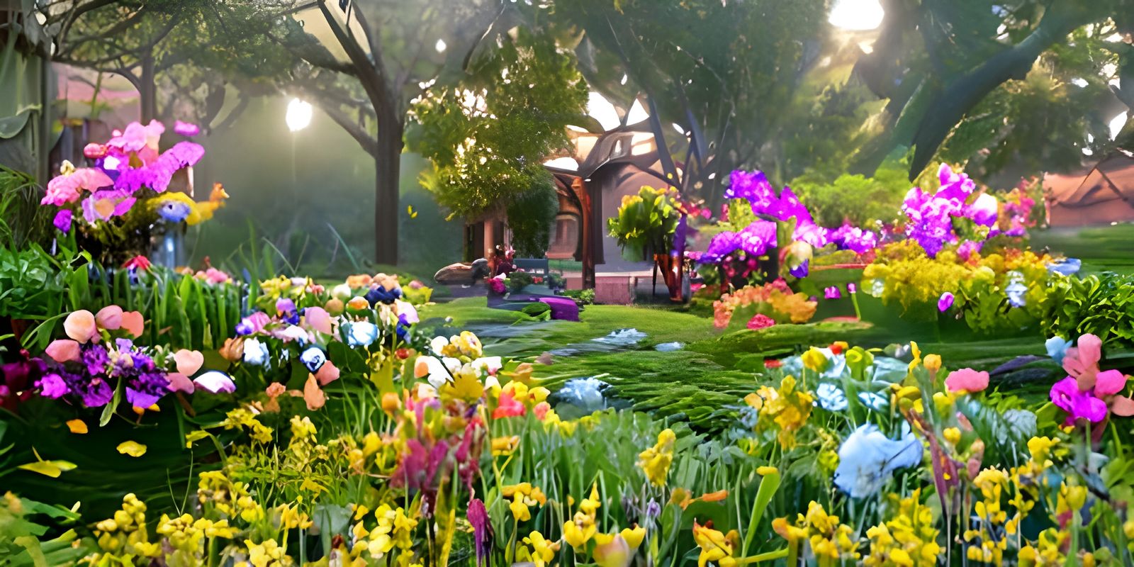 Ethereal Flower Garden with Volumetric Lighting