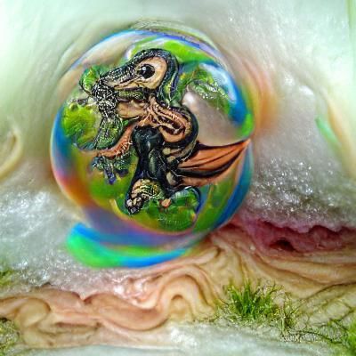 Earth Dragon in Soap Bubble: Gothic Surrealism