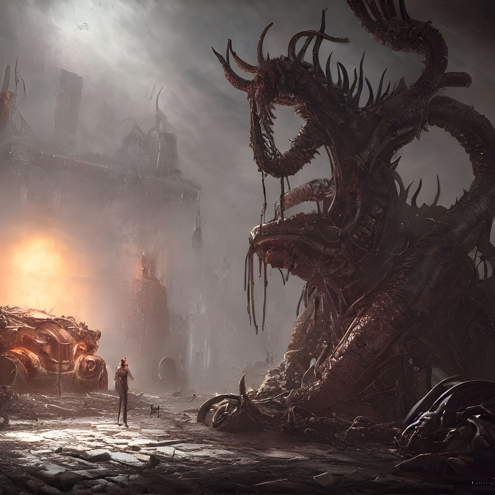 Dark Post-Apocalyptic World Ruined by Lovecraftian God