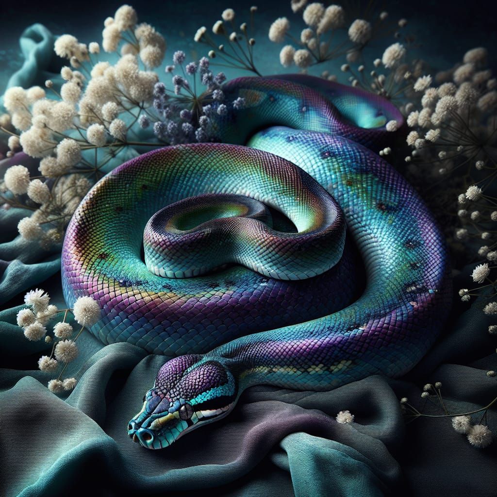 Majestic Rainbow Boa in Ethereal Light