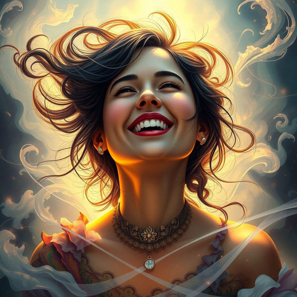 Ecstatic Woman Portrait in Art Nouveau Style