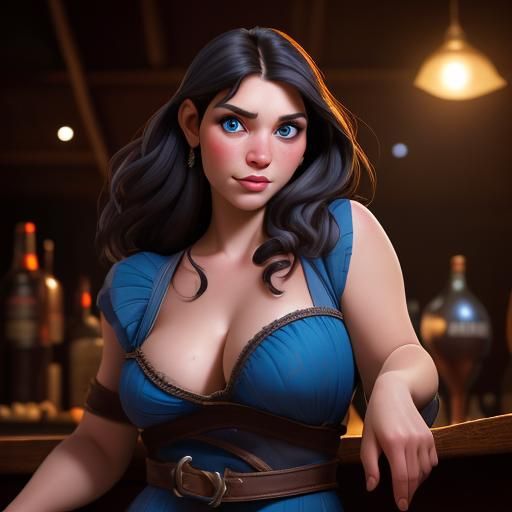 Flirtatious Medieval Barlady Portrait in Studio Lighting