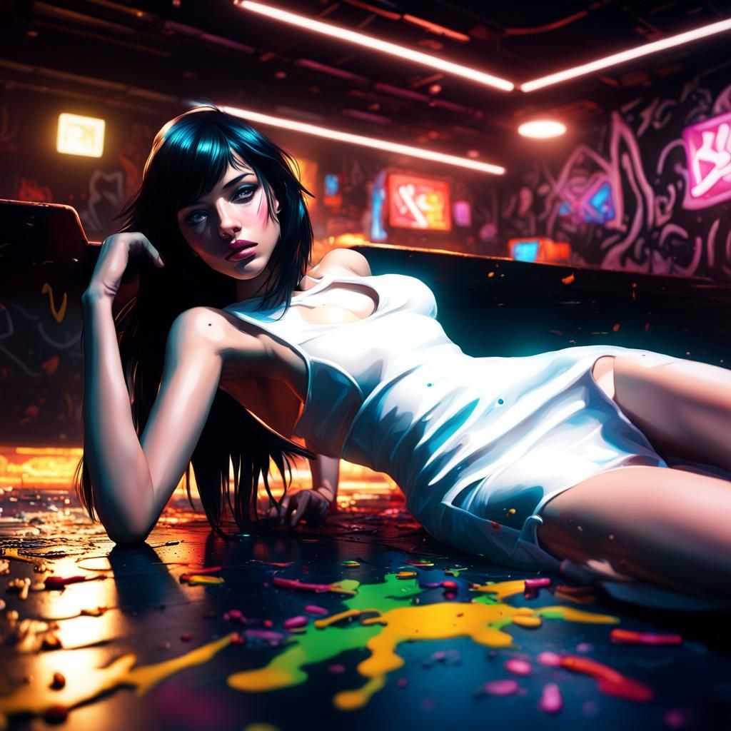 Sleeveless Minidress in Graffiti Art Nightclub