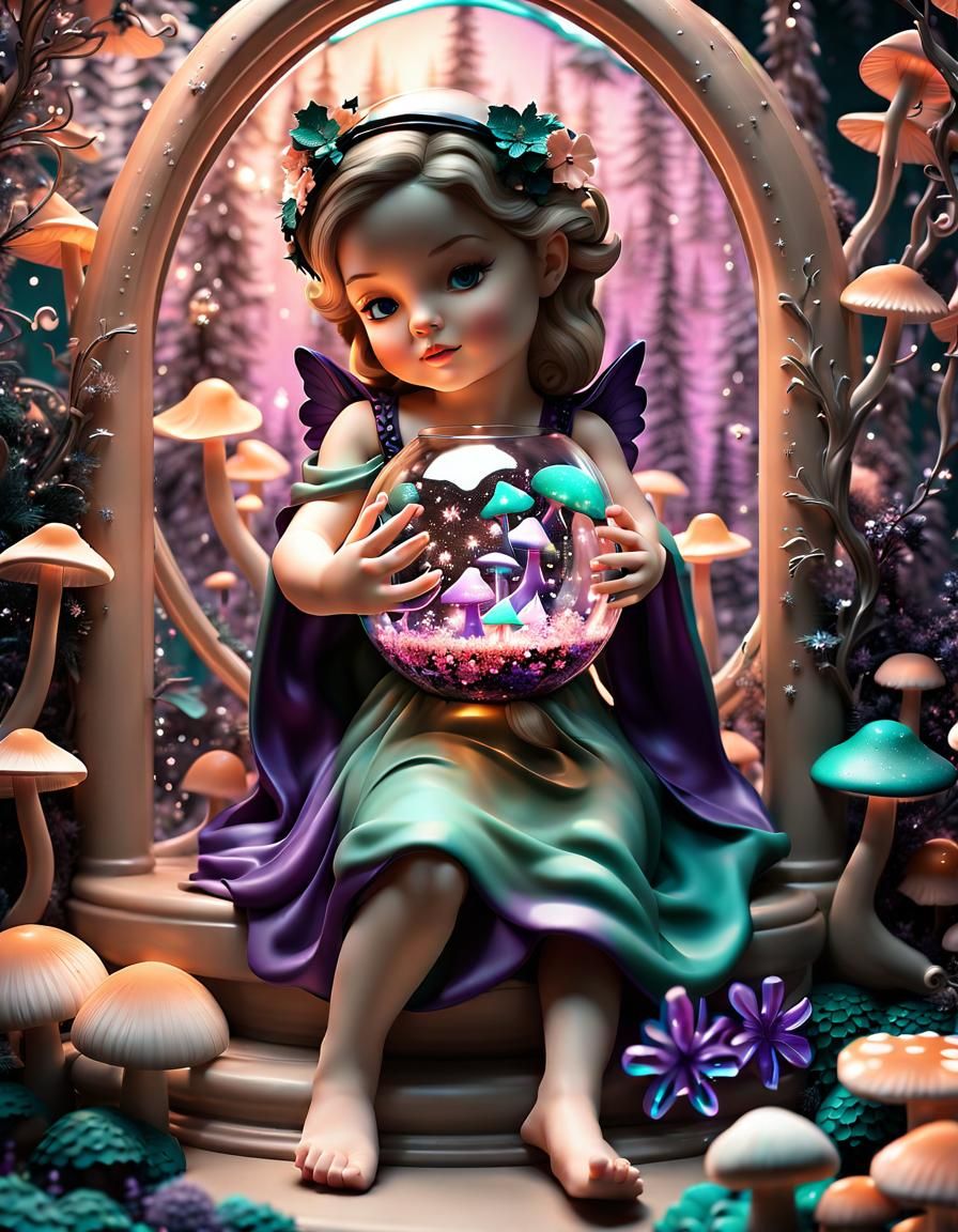 Cupid in Magic Lava Lamp Fantasy Scene