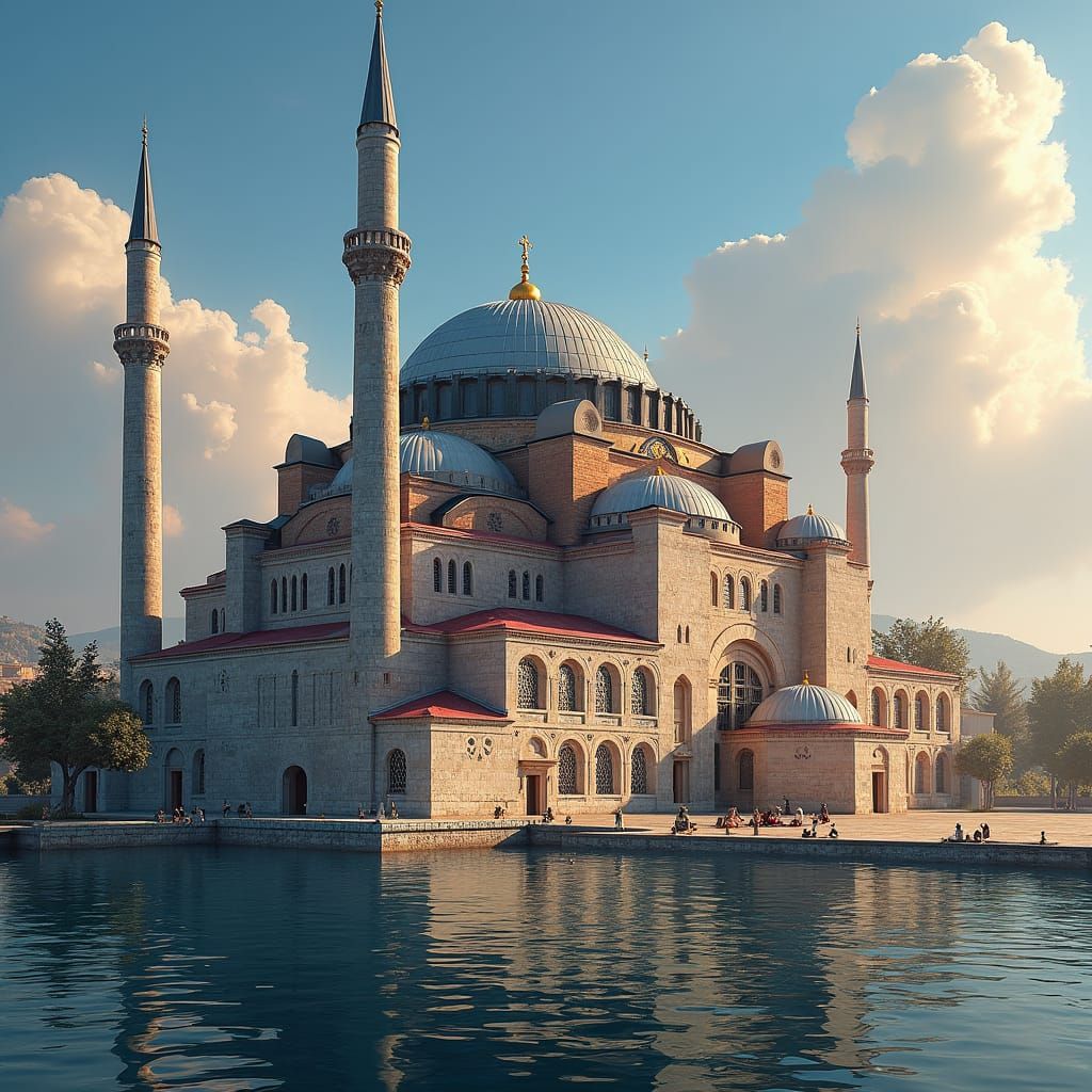 Hagia Sophia, Constantinople, in Golden Sunrise Light