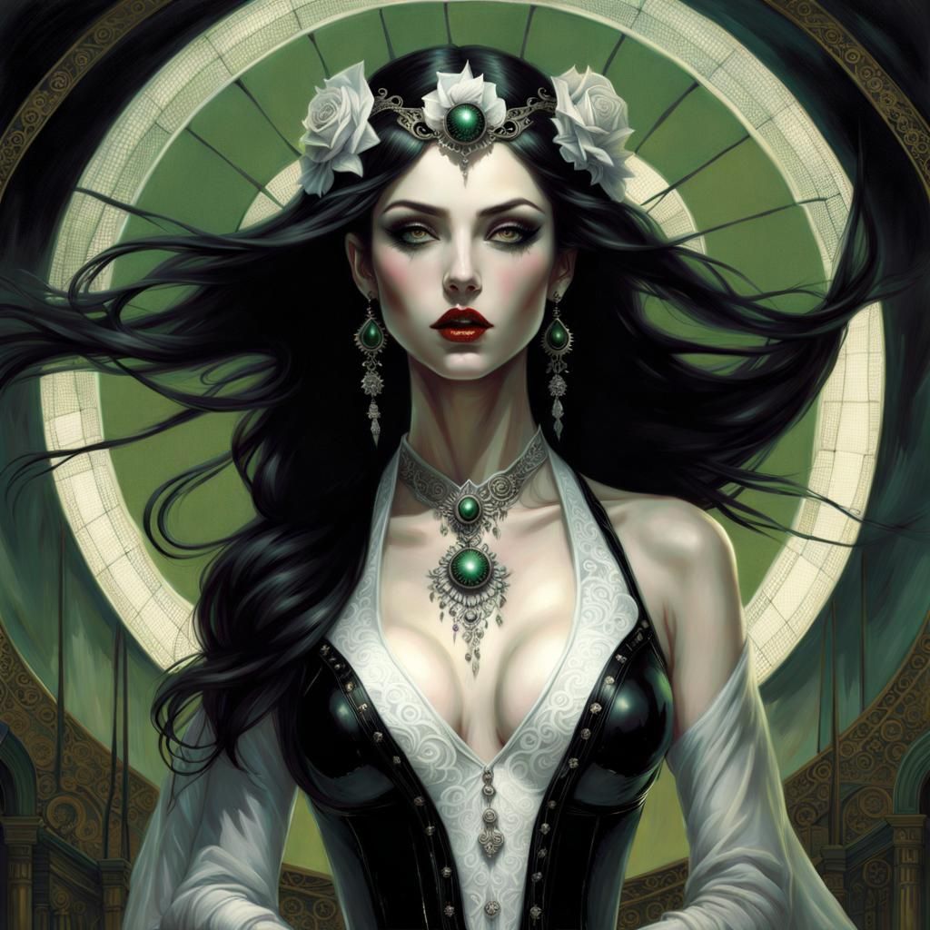 Spanish Vampire in Latex Lingerie Portrait