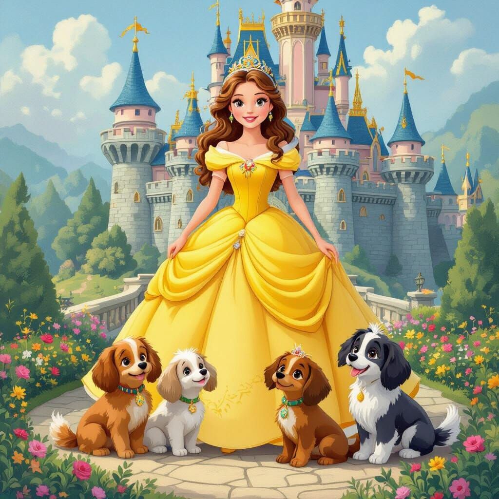 Princess Sofia with Pets in Whimsical Disney Style
