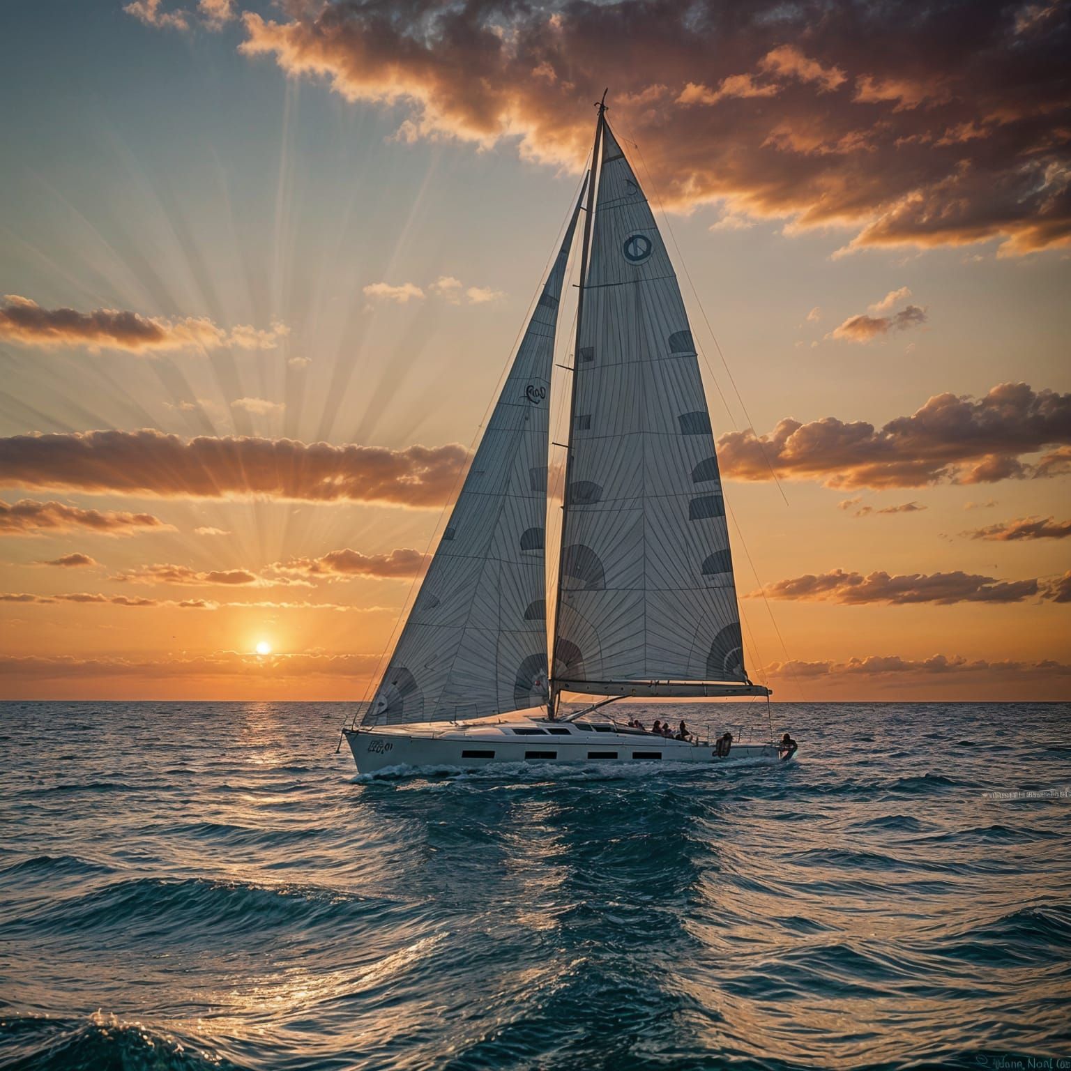 Sailors Delight at Sunset in a Calm Sea