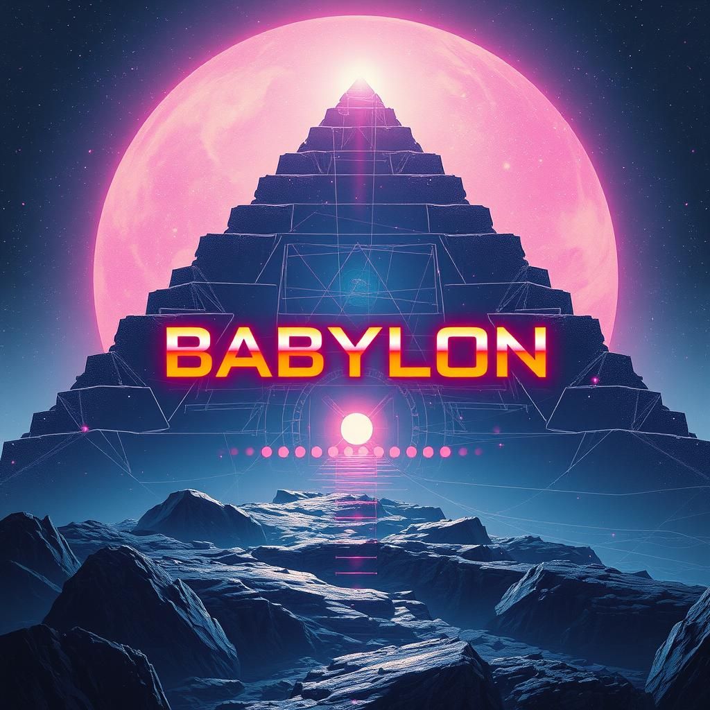 Babylon in Abstract Maximalist Glitchcore Style