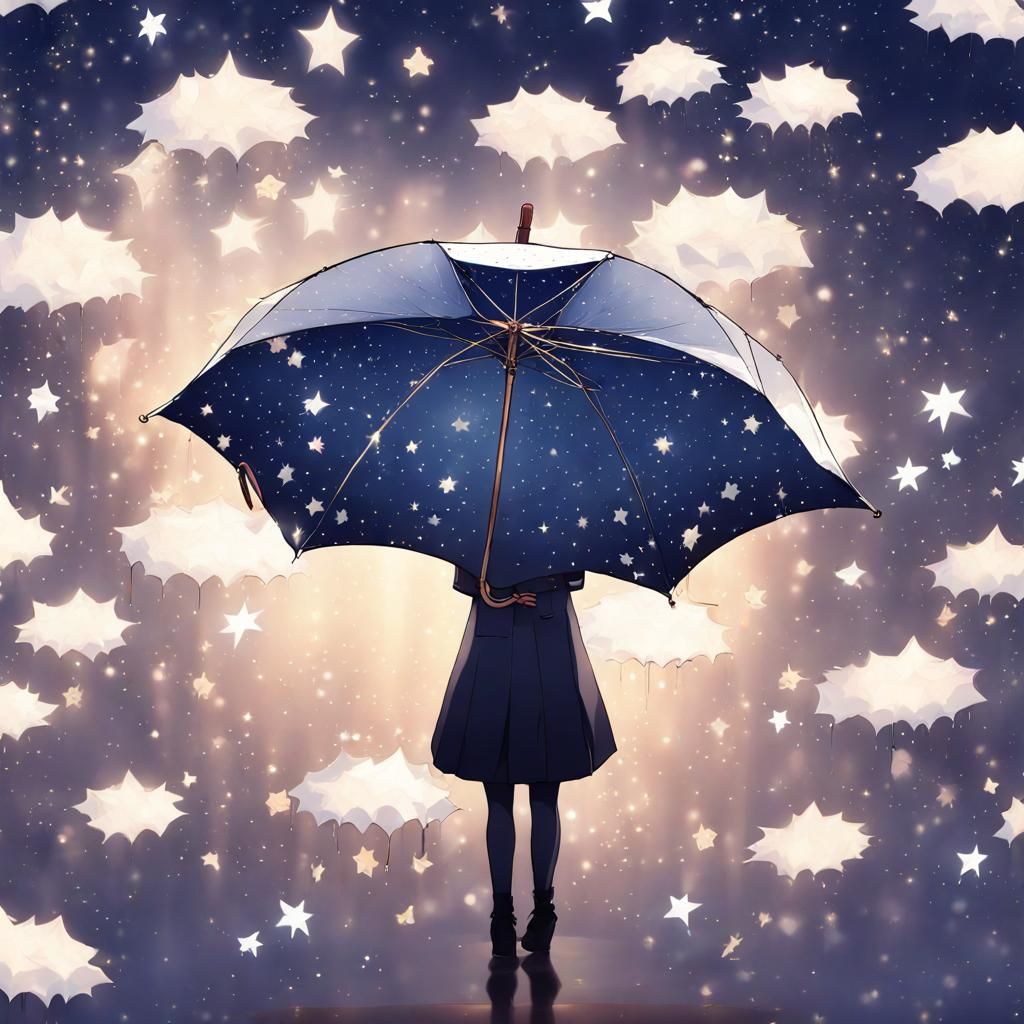 Anime Star Umbrella in Night Sky