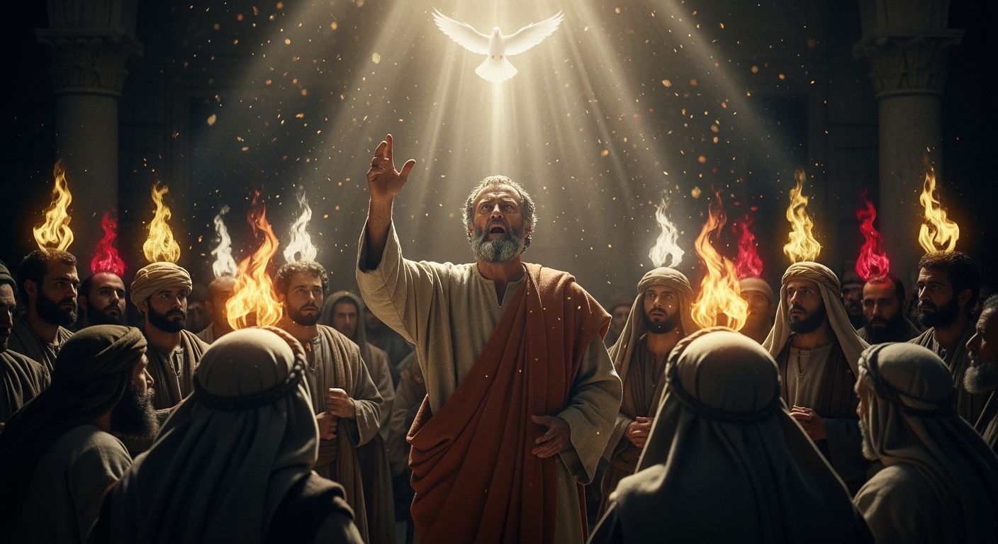 Saint Peter Preaching at Pentecost with Divine Light