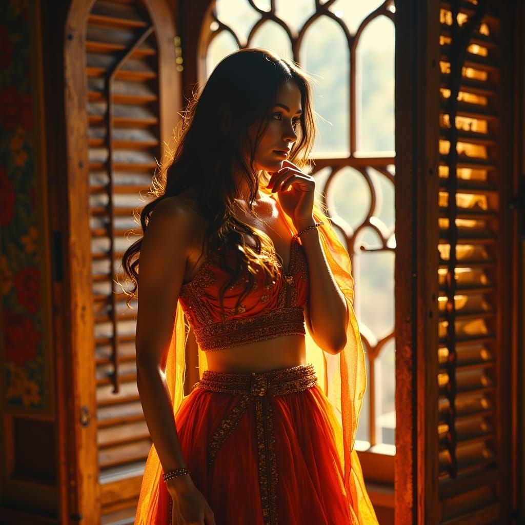 Sensual Middle Eastern Dancer in Persian Room