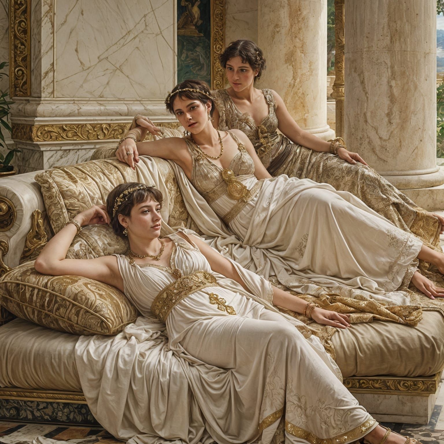 Art by Lawrence Alma-Tadema, portrait of a lesbian couple, l...