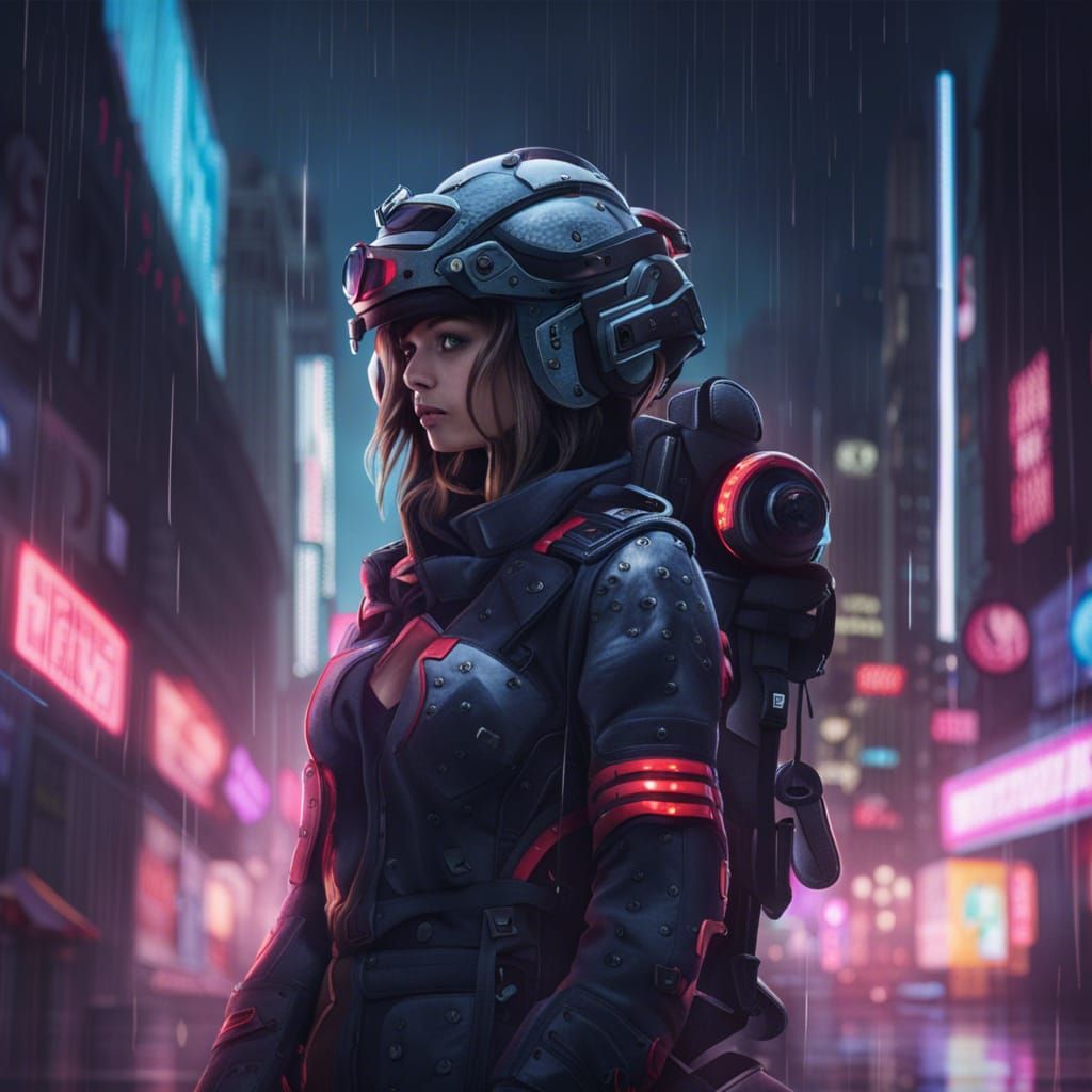 Cyberpunk firewoman