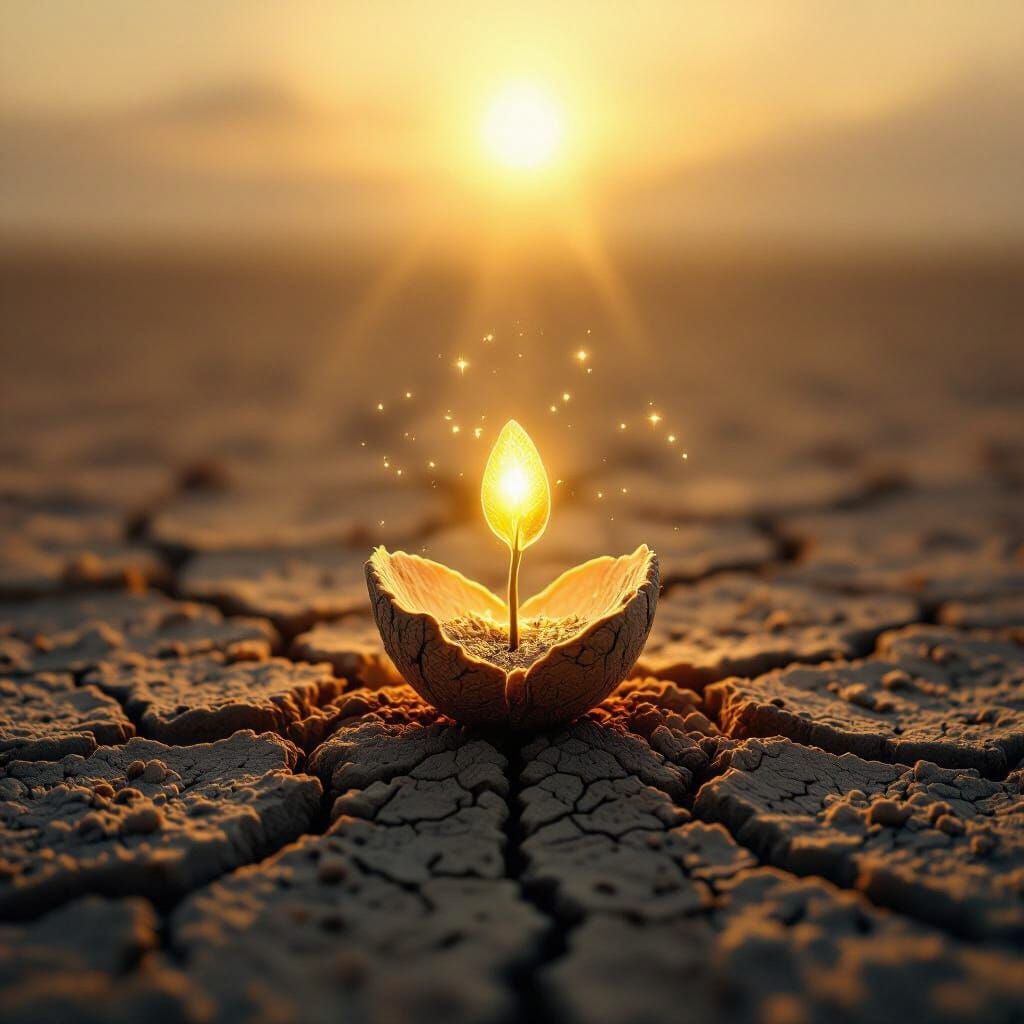 Ethereal Seed of Potential Germinating from Barren Earth