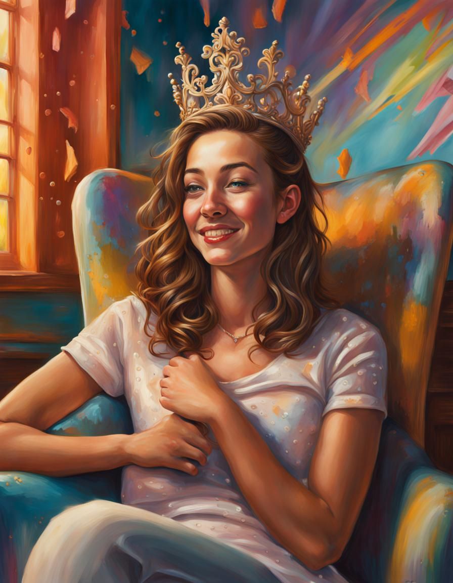 Dreamy Homecoming Queen in Hyperrealistic Splash Art
