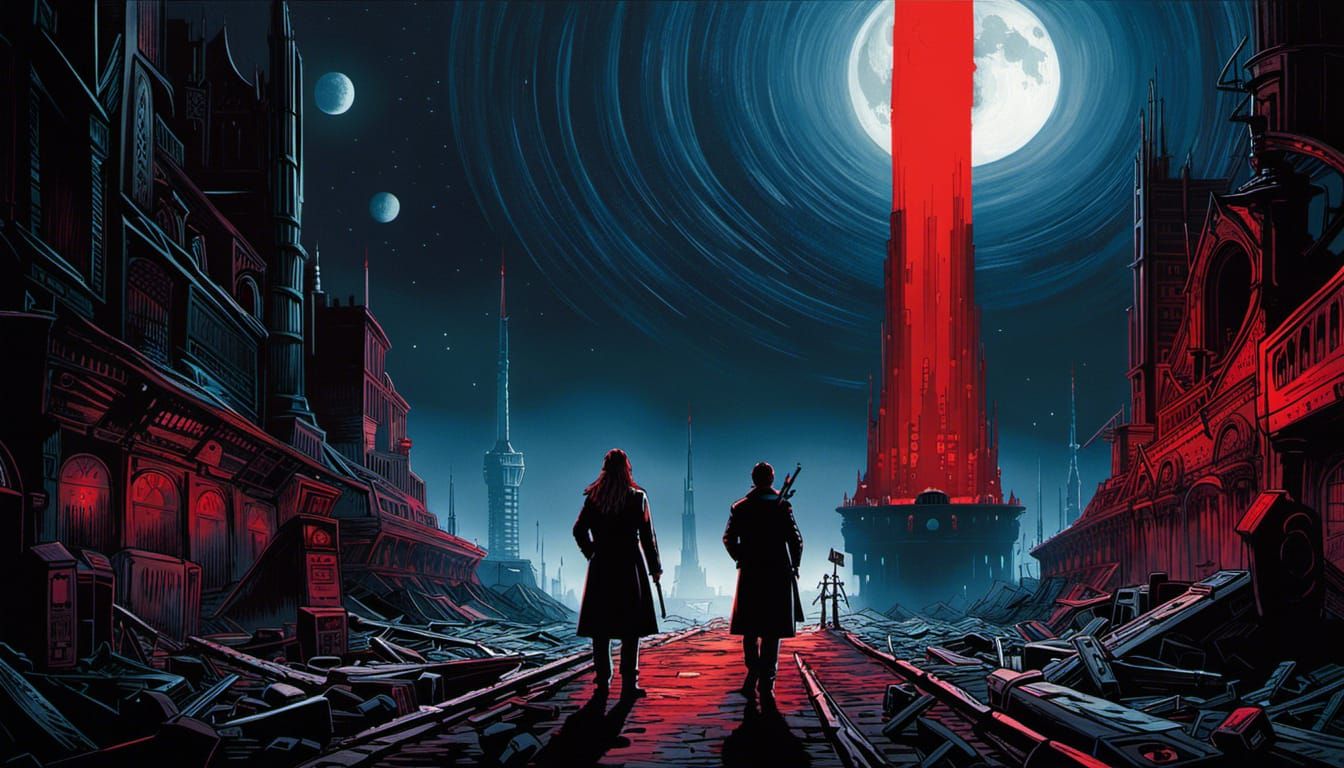 Eerie Dystopian Cityscape: A Dark Fantasy Masterpiece