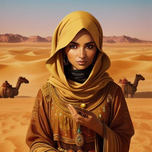 Desert Oasis Portrait in Renaissance Style
