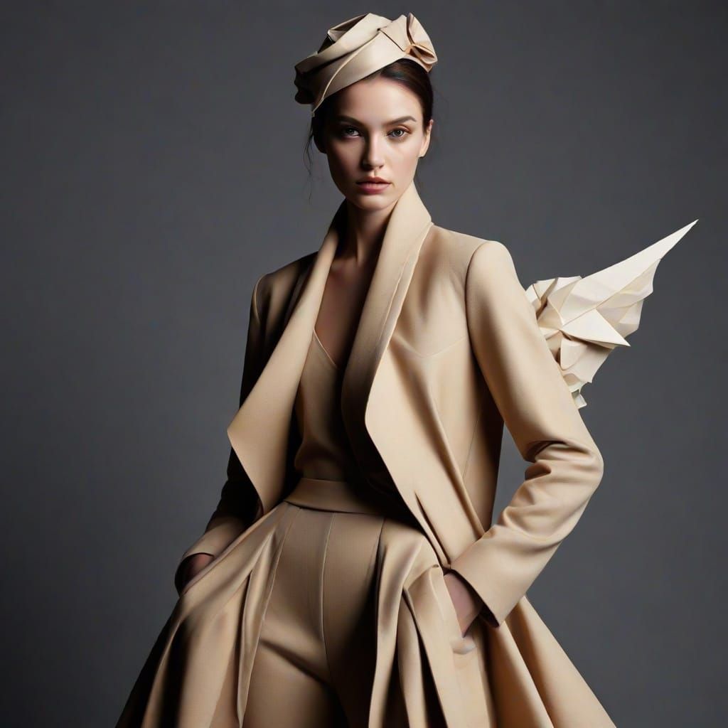 Avant-Garde Origami Fashion: Velvet & Cashmere Styles